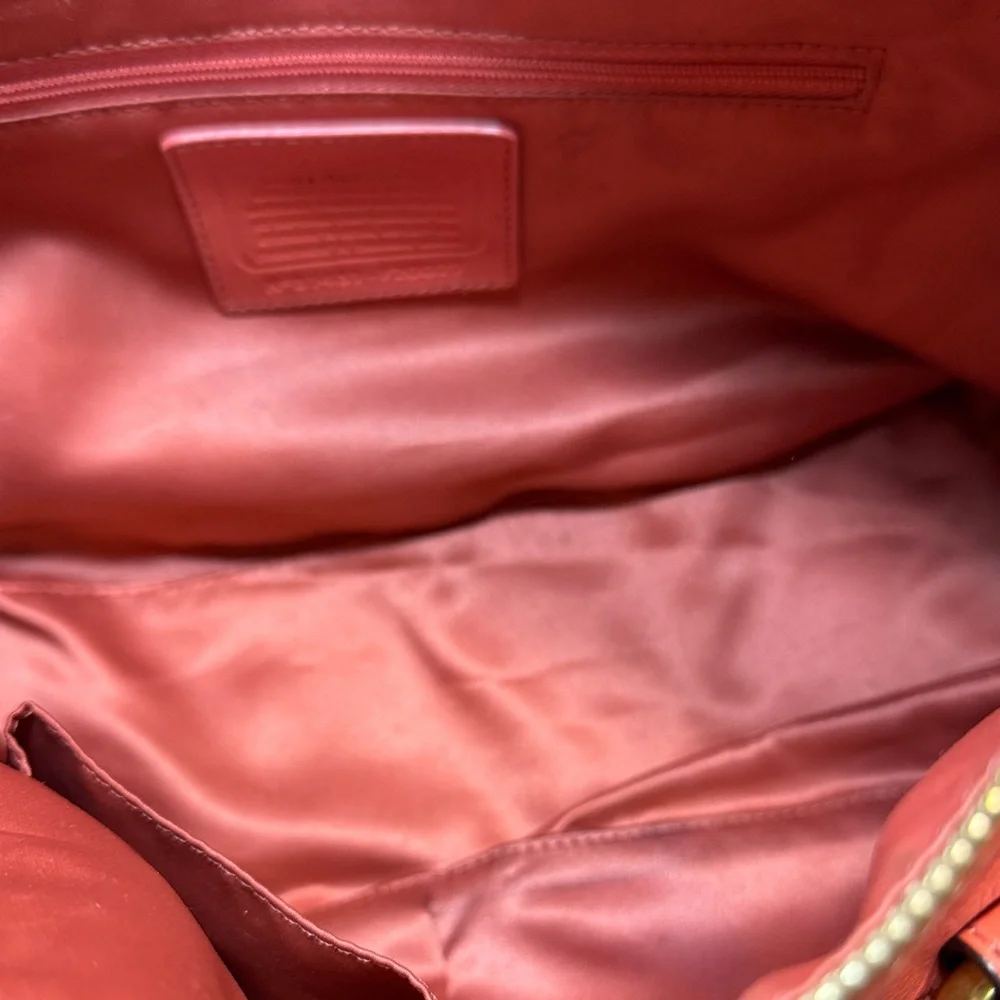 Coach Coral and Tan Satchel - Picture 9 of 14